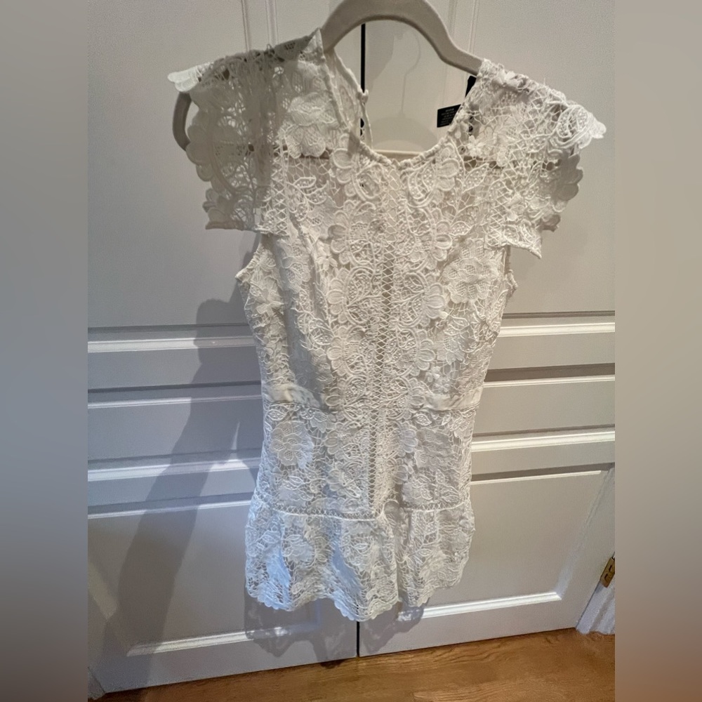 Aqua Lace Flounce Hem Dress